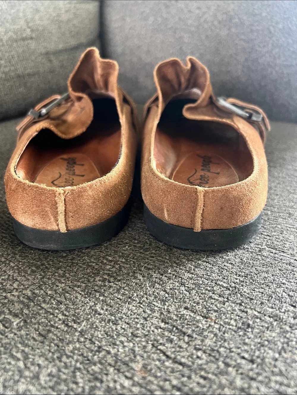 Free People women’s size 8.5 Brown Suede Buckle Slip-On Moccasins